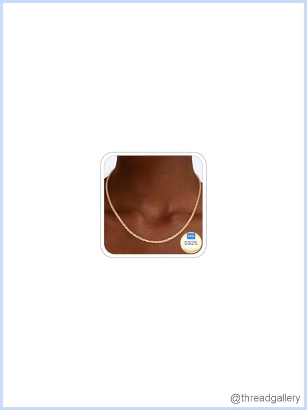 2mm Rope Chain 925 Sterling Silver Necklace 14K Gold Plated 22 Inch